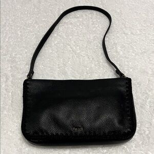 The Sak Black Leather Shoulder Bag with Stitched Trim